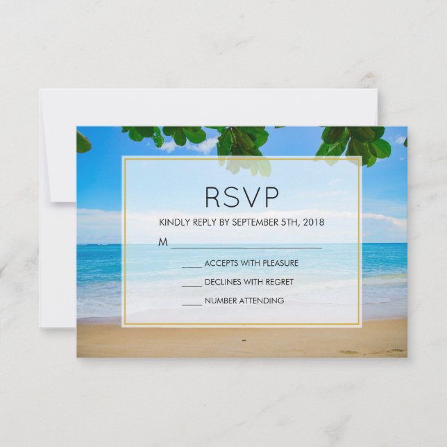 Tropical Beach Vacation Island Wedding RSVP (Front)