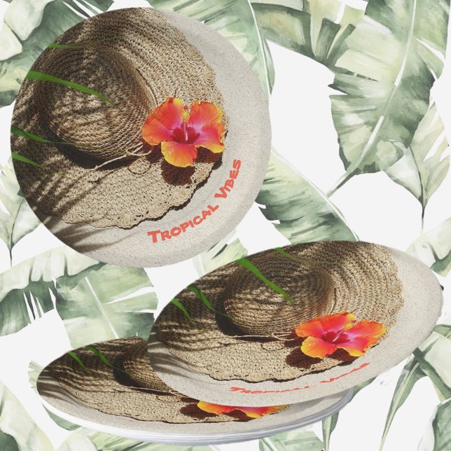 Tropical Beach Vibes Hibiscus Floral Paper Plate (Creator Uploaded)