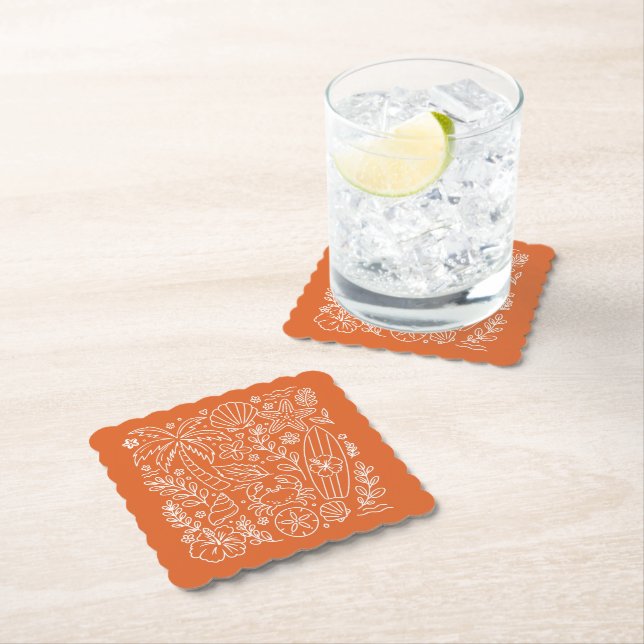 Tropical Beach Vibes Paper Coaster (Insitu)