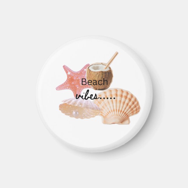Tropical Beach Vibes Seashell Collage magnet Tropi (Front)