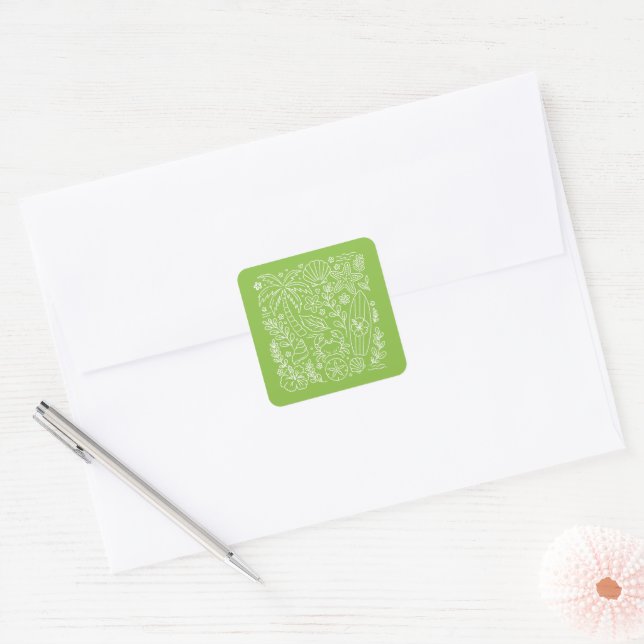 Tropical Beach Vibes  Square Sticker (Envelope)