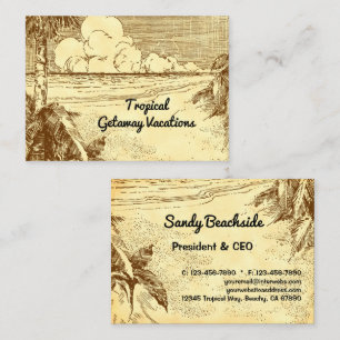 Tropical Beach Vintage Art Custom Business Card