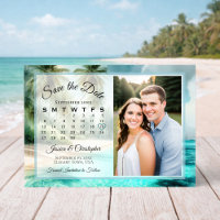 Tropical Beach Watercolor Calendar & Photo Wedding