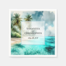 Tropical Beach Watercolor Elegant Coastal Wedding