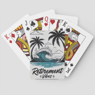 Tropical Beach Wave & Palm Tree Playing Cards