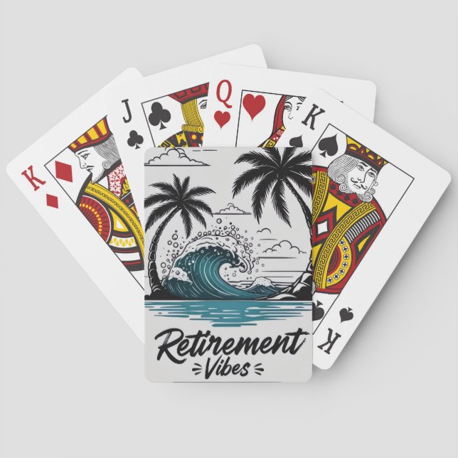 Tropical Beach Wave & Palm Tree Playing Cards (Back)