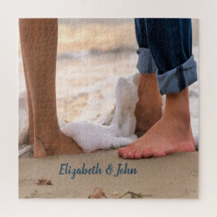 Tropical Beach Waves Couple Jigsaw Puzzle