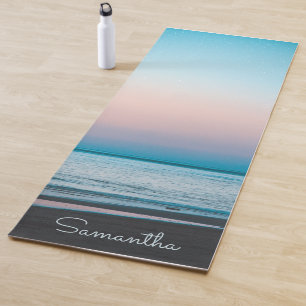 Tropical Beach Waves Modern Personalised Yoga Mat