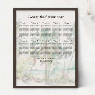 Tropical Beach Wedding 10 Tables Seating Chart