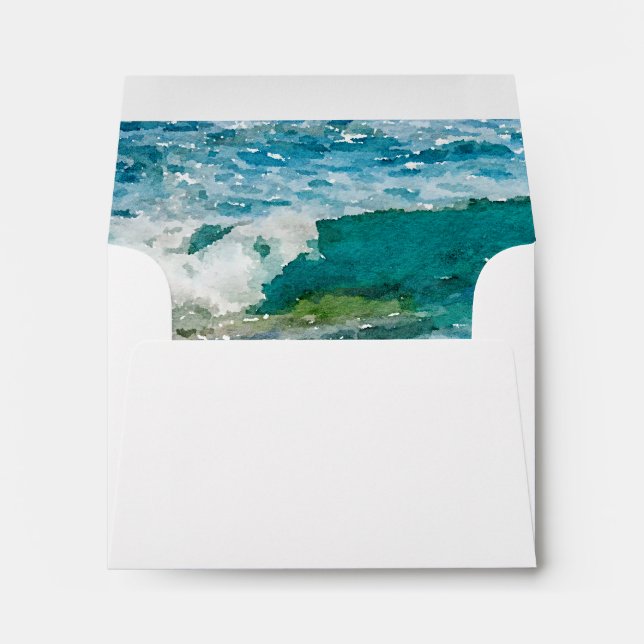 Tropical Beach Wedding A2 RSVP Return Address Envelope (Back (Bottom))