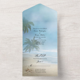 Tropical Beach Wedding All In One Invitation