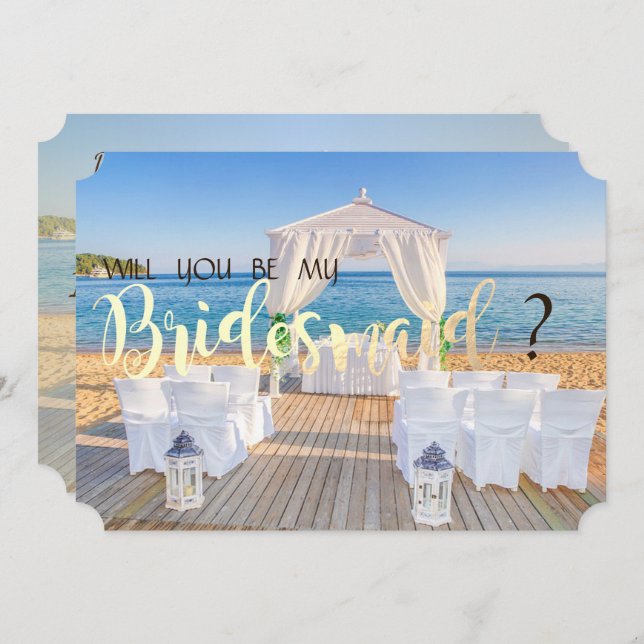Tropical Beach Wedding Arbor  Bridesmaid Card (Front/Back)