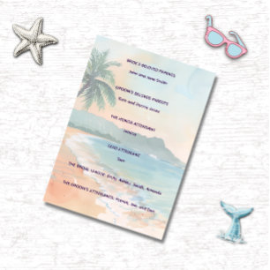 Tropical Beach Wedding Ceremony Program Card