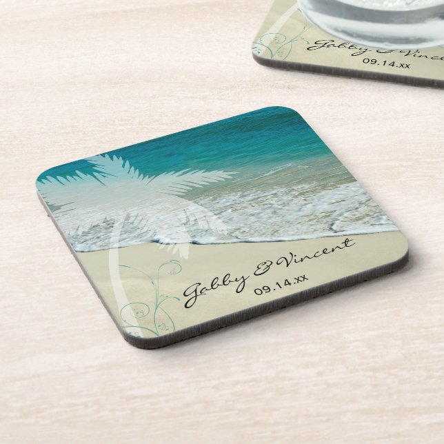 Tropical Beach Wedding Coaster (Left Side)
