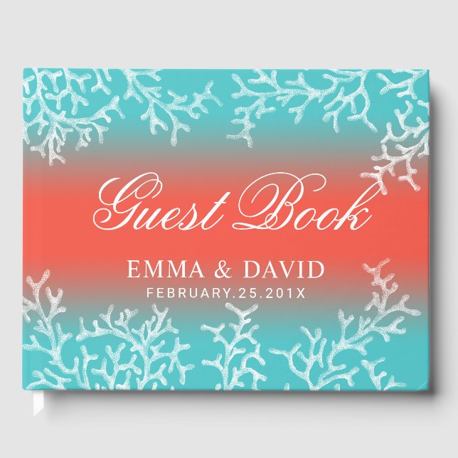 Tropical Beach Wedding Coral Reef Guest Book (Front)