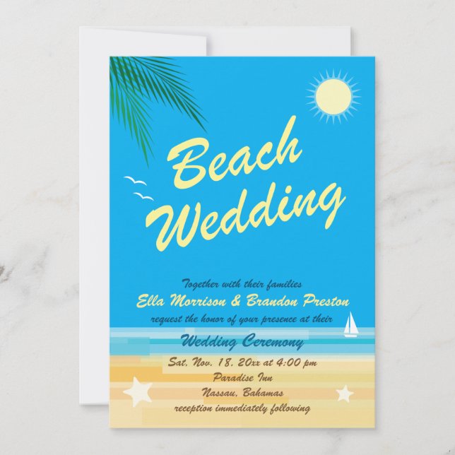 Tropical Beach Wedding Invitation (Front)