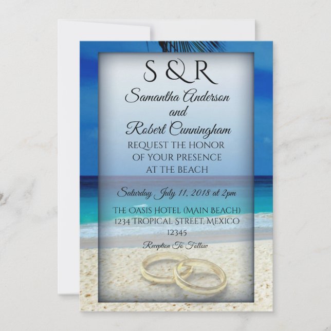Tropical Beach Wedding Invitation (Front)