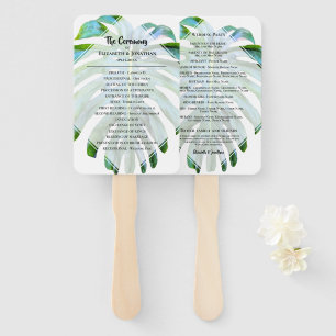 Tropical Beach Wedding Leaf Pattern Hand Fan