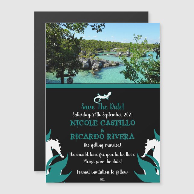 Tropical Beach Wedding Magnetic Save The Dates Magnetic Invitation (Front/Back)