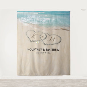 Tropical Beach Wedding Photo Backdrop Tapestry