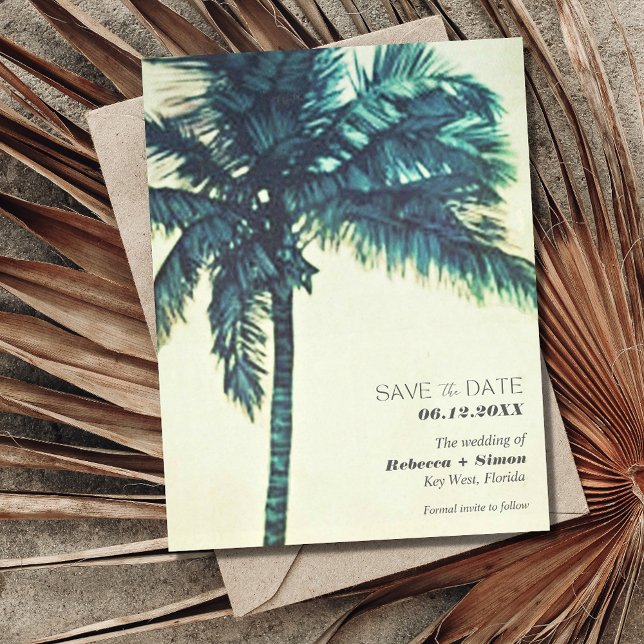 Tropical Beach Wedding Photo Digital Save the Date Announcement (Creator Uploaded)