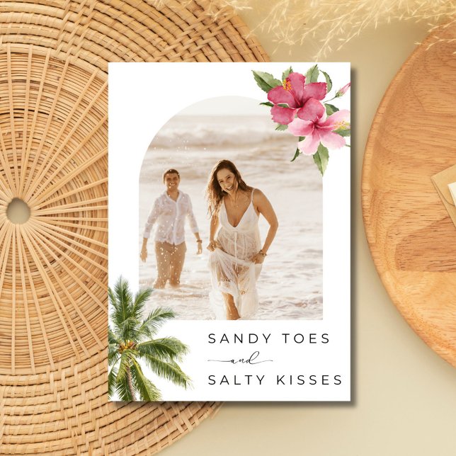 Tropical Beach Wedding Photo Save the Date (Tropical Beach Wedding Photo Save the Date)