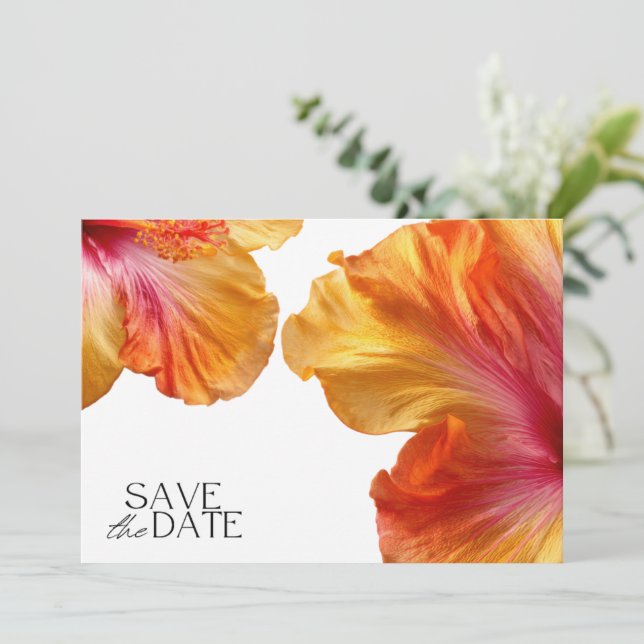 Tropical Beach Wedding Photo Save the Date (Standing Front)