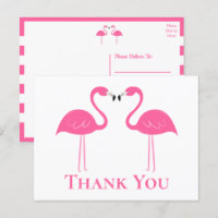 Tropical Beach Wedding Pink Flamingo Thank You