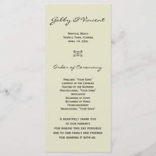 Tropical Beach Wedding Program Programme