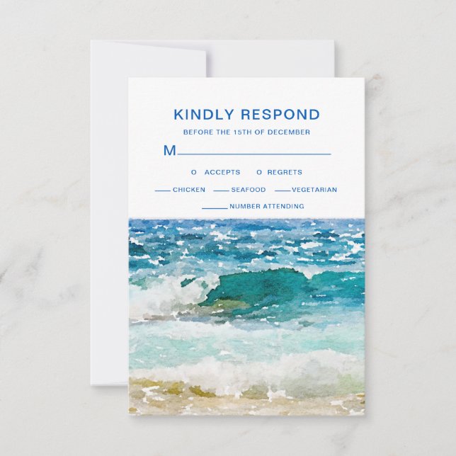 Tropical Beach Wedding RSVP Card (Front)