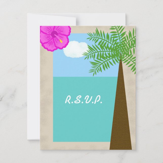 Tropical Beach Wedding RSVP Invitation (Front)
