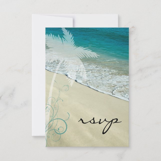 Tropical Beach Wedding RSVP Response Card (Front)