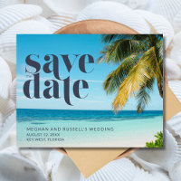 Tropical Beach Wedding Save the Date Cards