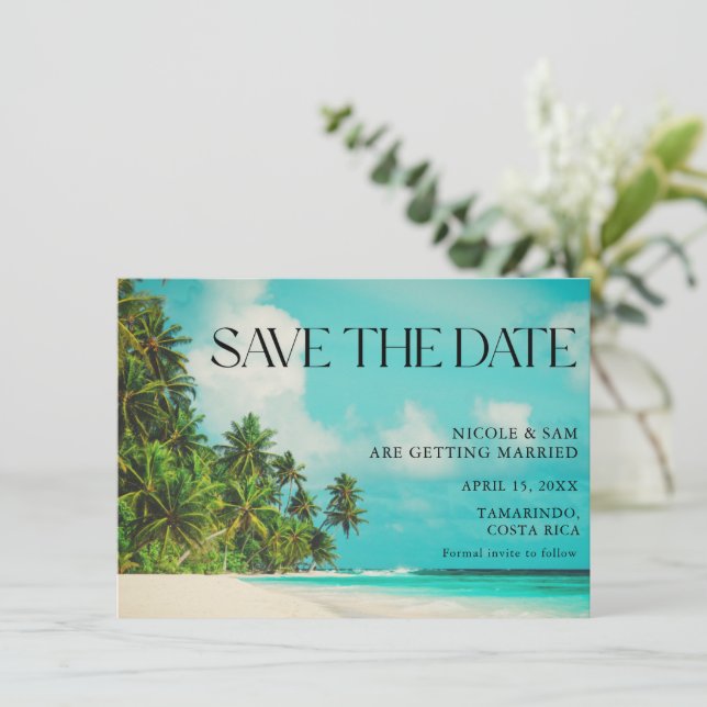 Tropical Beach Wedding Save the Dates Save The Date (Standing Front)