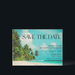 Tropical Beach Wedding Save the Dates Save The Date<br><div class="desc">Tropical blue waters and palm tree beach scene wedding save the dates for your destination, island or beach wedding! Customise with your names, wedding date and location. Contact me using the button below if you need any assistance or would like to add your photo to the backside of this card....</div>