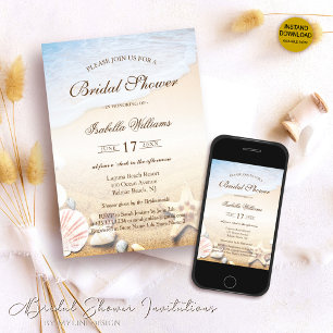 Tropical Beach Wedding Starfish Bridal Shower Invitation