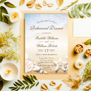 Tropical Beach Wedding Starfish Rehearsal Dinner Invitation