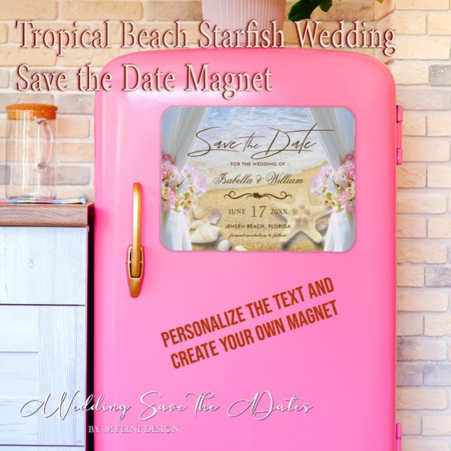 Tropical Beach Wedding Starfish Save the Date Magnet (Creator Uploaded)