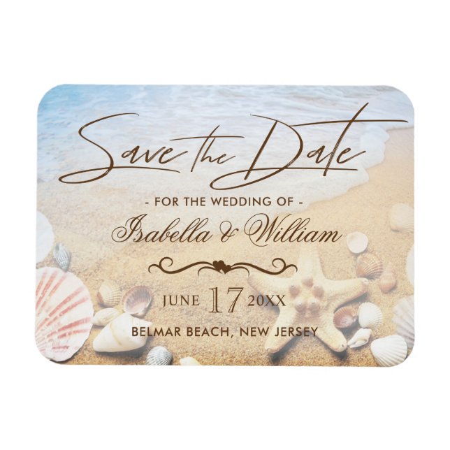 Tropical Beach Wedding Starfish Save the Date Magnet (Horizontal)