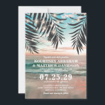 Tropical Beach Wedding | String of Lights Invitation<br><div class="desc">Beach destination wedding invitations featuring a tropical palm beach setting, string twinkle lights, and a modern wedding template. Click on the “Customise it” button for further personalisation of this template. You will be able to modify all text, including the style, colours, and sizes. You will find matching items further down...</div>