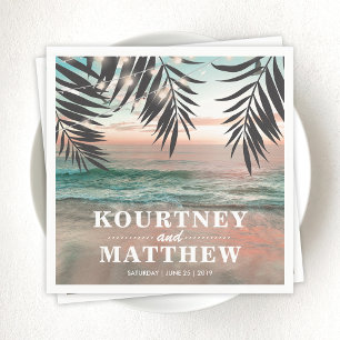 Tropical Beach Wedding String of Lights Napkin