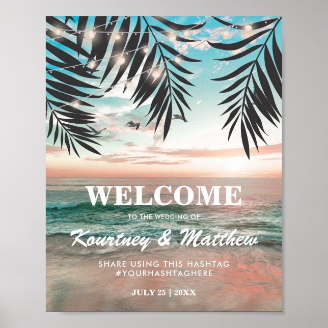 Tropical Beach Wedding | String of Lights Poster (Front)