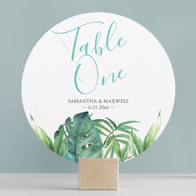 Tropical Beach Wedding Table Cards (Destination Beach Wedding Table Cards Tropical Greenery )