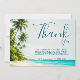 Tropical Beach Wedding Thank You Card