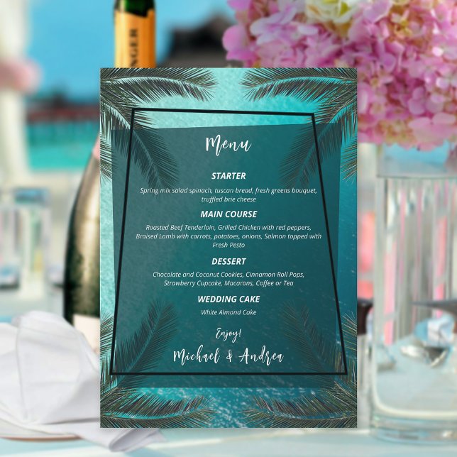 Tropical Beach Wedding Venue Summer Ocean Custom Menu (Creator Uploaded)