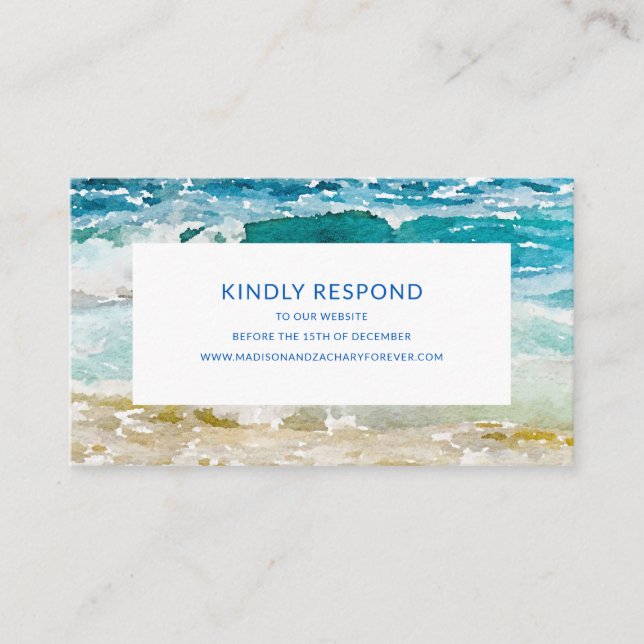 tropical beach wedding website RSVP Enclosure Card (Front)