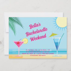 Tropical Beach Weekend Bachelorette Invitation