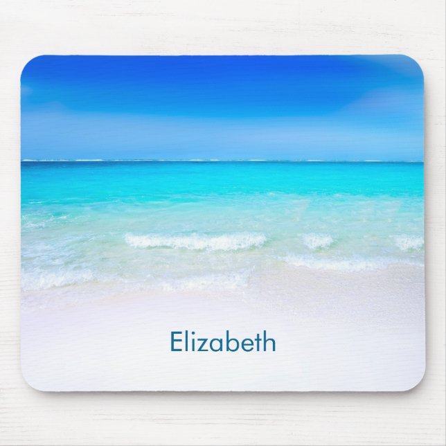 Tropical Beach with a Turquoise Sea Custom Mouse Pad (Front)