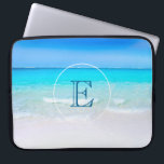 Tropical Beach with a Turquoise Sea Monogram Laptop Sleeve<br><div class="desc">A monogrammed laptop sleeve with a sandy tropical beach. A gorgeous turquoise sea in the distance and crystal clear waters caressing a sandy beach. A bright blue sky in the background.</div>