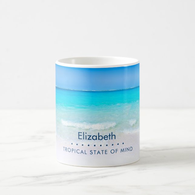 Tropical Beach with a Turquoise Sea Personalised Coffee Mug (Center)